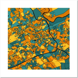 Kitchener Map Pattern in Orange & Teal Posters and Art